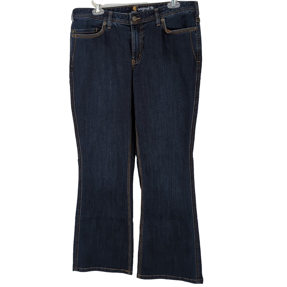 Carhartt Original Fit Dark Wash Denim Jeans Womens 12 Regular 100649 409 Indigo